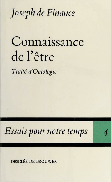 Connaissance de l'être. Traité d'ontologie