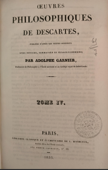 Oeuvres philosophiques de Descartes - Tome 4