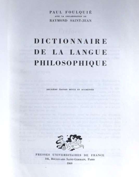 Dictionnaire de la langue philosophique / Paul Foulquié