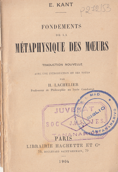 Fondements de la métaphysique des mœurs (1904)