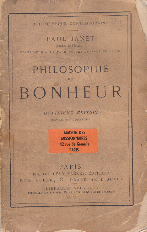 Philosophie du Bonheur / Paul Janet
