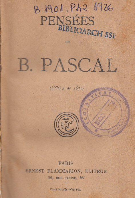 Pensées / Blaise Pascal